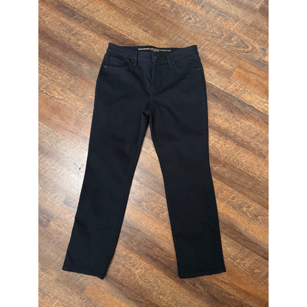 Chico's So Slimming Girlfriend Straight Leg Black Jeans 1P 8P Petite Stretch